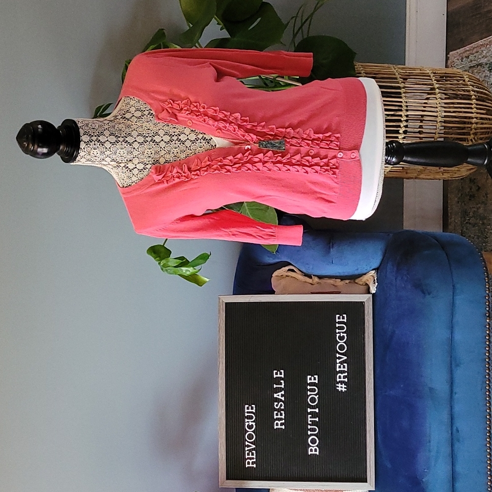 Coral Ruffle Cardigan